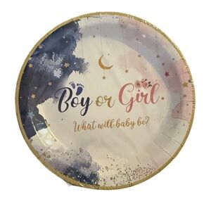 Gender Reveal boy or girl Party Plates - Blue, Pink, Gold NIP